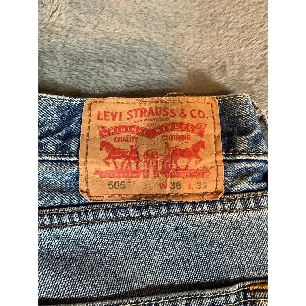 Levi's 505 Regular Fit Straight Leg Jeans Men's 36x32 Light Wash Denim